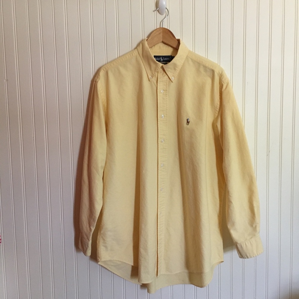 Ralph Lauren men's Yarmouth Oxford shirt butter yellow size 16 1/2 - 34 EUC